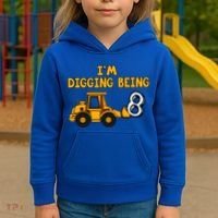 8th Birthday I'm Digging Being Eight Kids Hoodie thumb 3