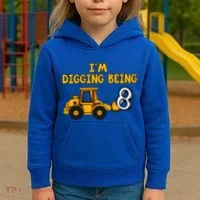 8th Birthday I'm Digging Being Eight Kids Hoodie thumb 3