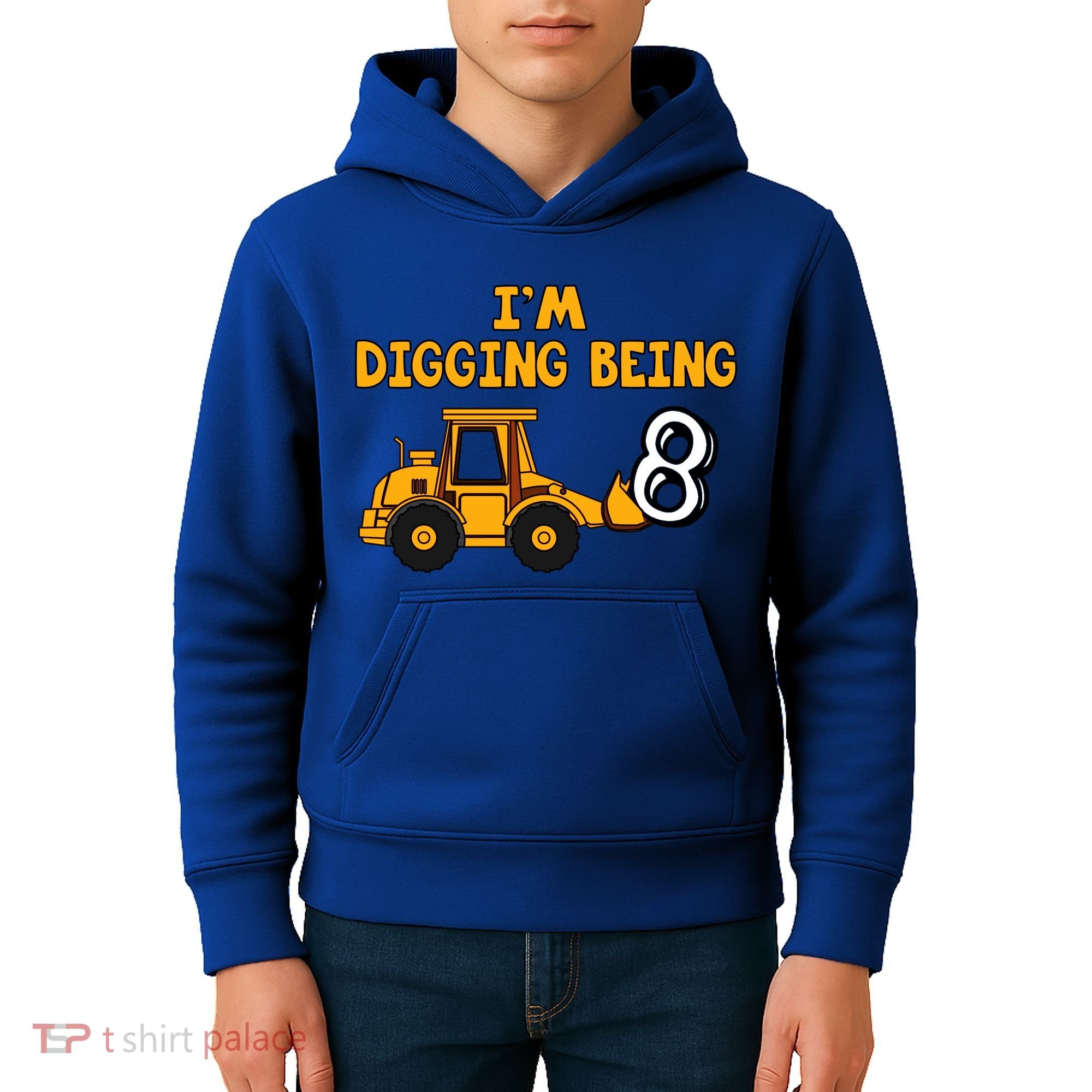 8th Birthday I'm Digging Being Eight Kids Hoodie