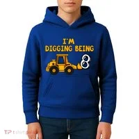 8th Birthday I'm Digging Being Eight Kids Hoodie thumb 4