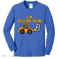8th Birthday I'm Digging Being Eight Kids Long Sleeve Shirt thumb 0