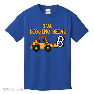 8th Birthday I'm Digging Being Eight Kids T-Shirt