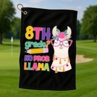 8th Grade? No Prob Llama Golf Towel thumb 1