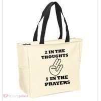 2 In The Thoughts 1 In The Prayers Funny Shocker Meme Tote Bag thumb 2