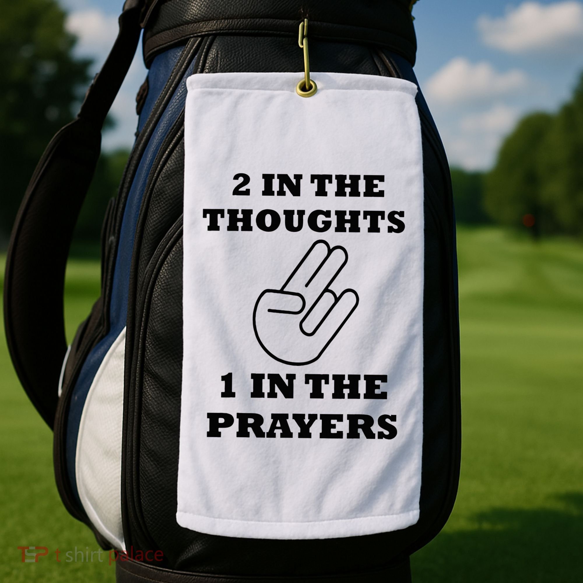 2 In The Thoughts 1 In The Prayers Funny Shocker Meme Golf Towel