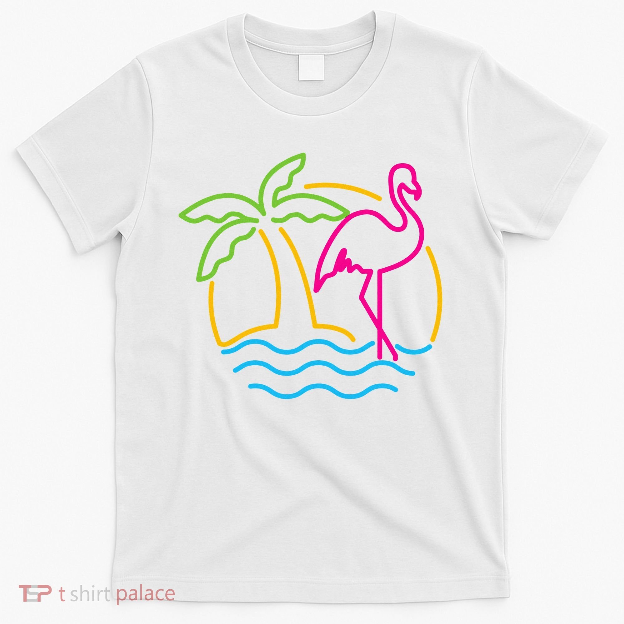 80s Vintage Miami Retro Neon Pink Flamingo T-Shirt