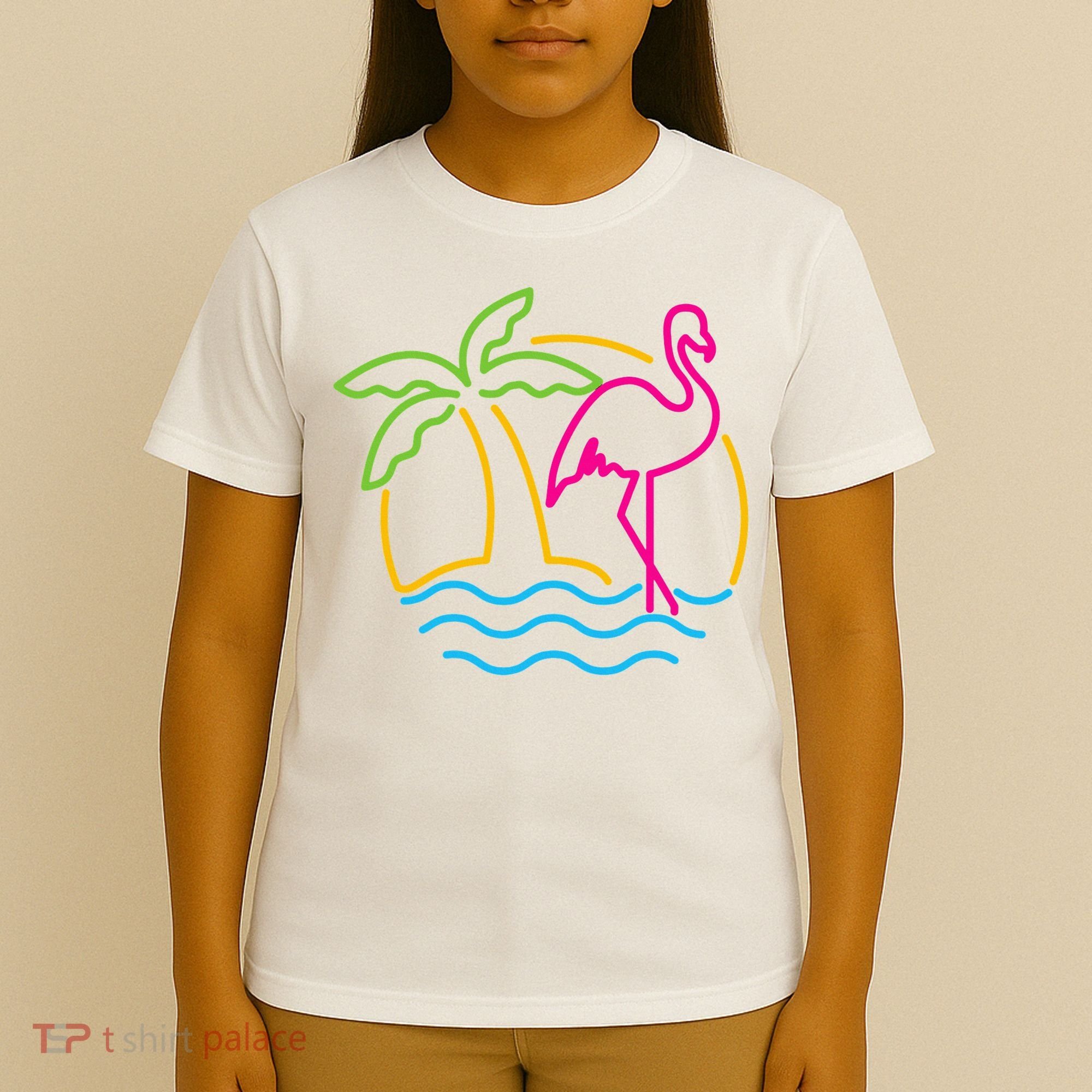 80s Vintage Miami Retro Neon Pink Flamingo T-Shirt