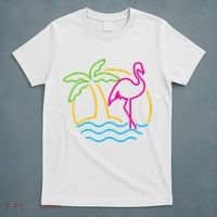 80s Vintage Miami Retro Neon Pink Flamingo T-Shirt thumb 5