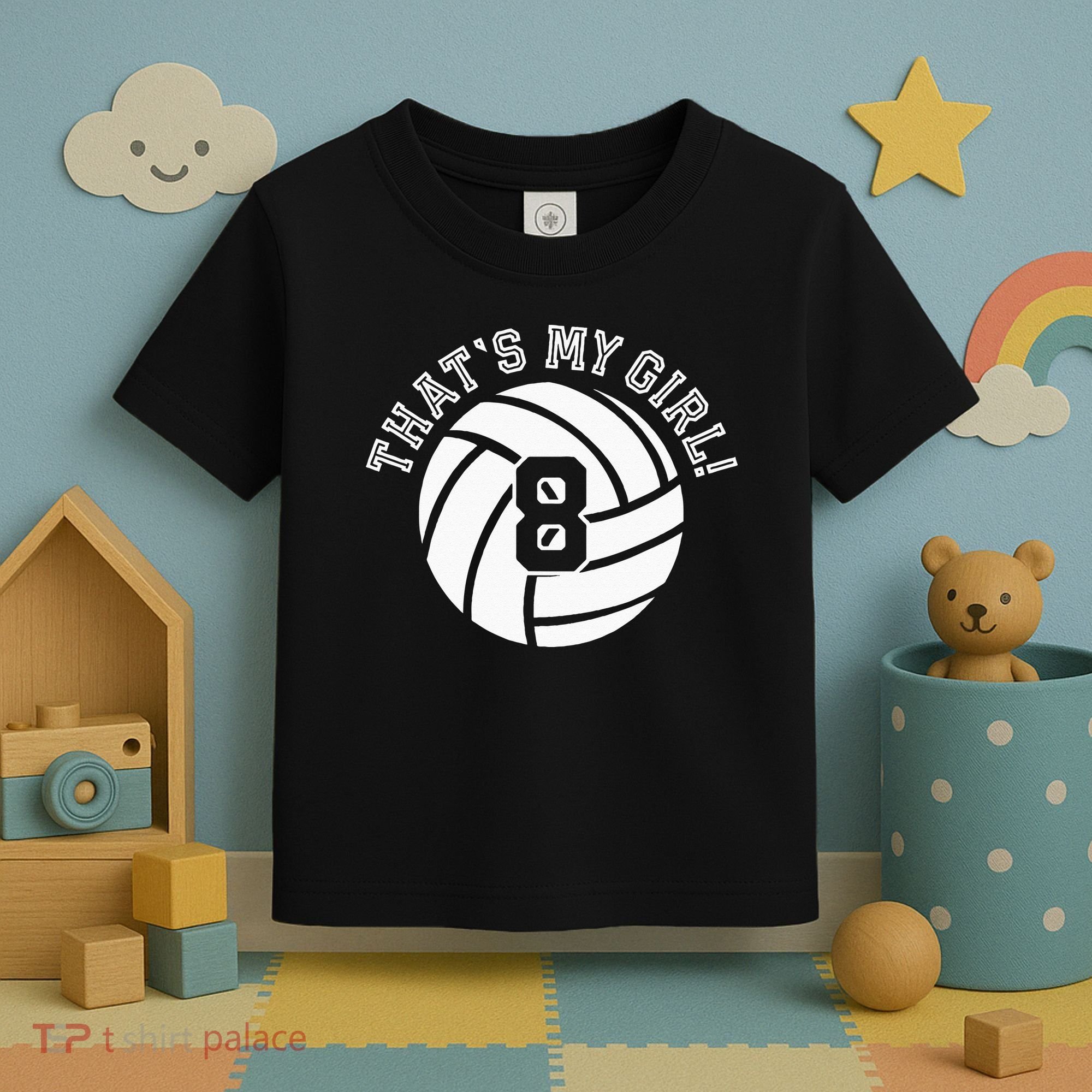 8 Volleyball Player That's My Cheer Mom Dad Team Coach Toddler T-Shirt