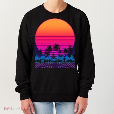 80s Vaporwave Retro Palm Trees Sunset Women's Sweatshirt