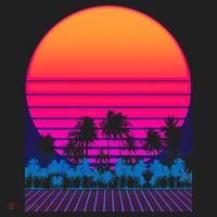 80s Vaporwave Retro Palm Trees Sunset Women's Sweatshirt thumb 2
