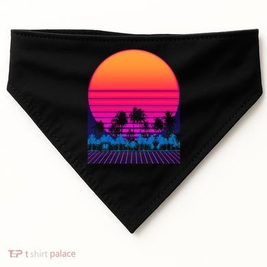 80s Vaporwave Retro Palm Trees Sunset USA-Made Doggie Bandana
