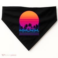 80s Vaporwave Retro Palm Trees Sunset USA-Made Doggie Bandana thumb 0