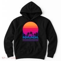 80s Vaporwave Retro Palm Trees Sunset Hoodie thumb 0