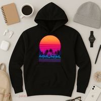 80s Vaporwave Retro Palm Trees Sunset Hoodie thumb 3