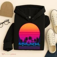 80s Vaporwave Retro Palm Trees Sunset Hoodie thumb 4