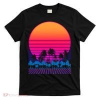 80s Vaporwave Retro Palm Trees Sunset T-Shirt thumb 0