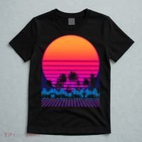 80s Vaporwave Retro Palm Trees Sunset T-Shirt thumb 5