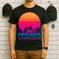 80s Vaporwave Retro Palm Trees Sunset T-Shirt thumb 6