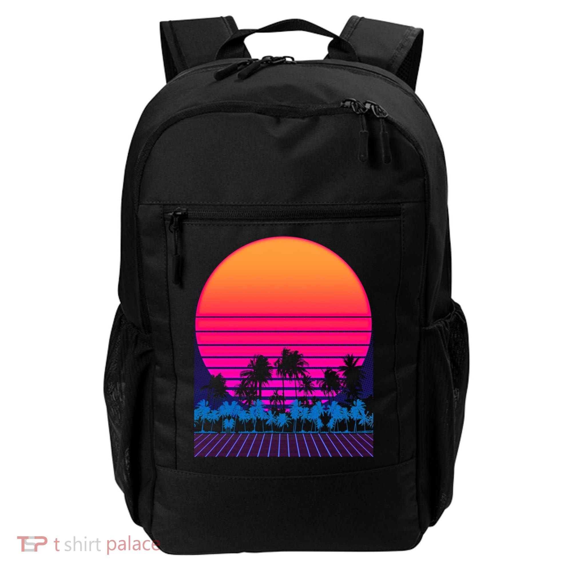 80s Vaporwave Retro Palm Trees Sunset Backpack