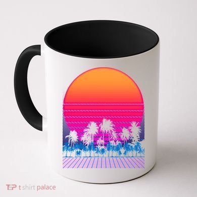 80s Vaporwave Retro Palm Trees Sunset Coffee Mug
