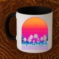 80s Vaporwave Retro Palm Trees Sunset Coffee Mug thumb 2