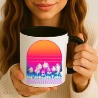 80s Vaporwave Retro Palm Trees Sunset Coffee Mug thumb 3