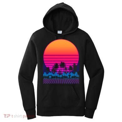 80s Vaporwave Retro Palm Trees Sunset Women's Hoodie