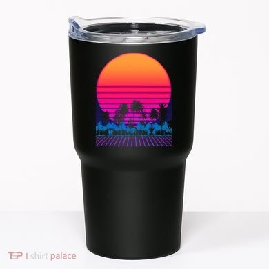 80s Vaporwave Retro Palm Trees Sunset Tumbler