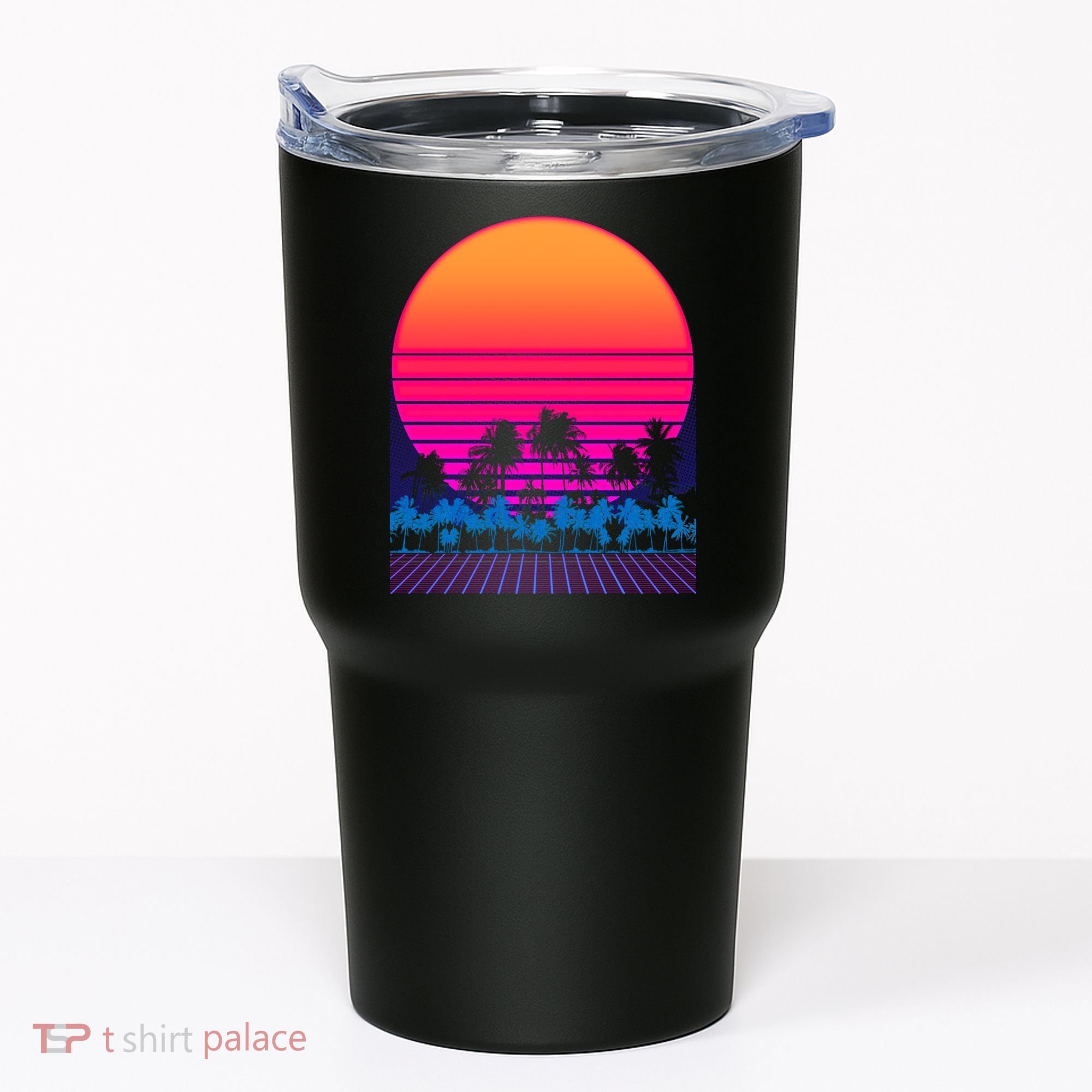80s Vaporwave Retro Palm Trees Sunset Tumbler