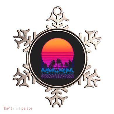 80s Vaporwave Retro Palm Trees Sunset Ornament
