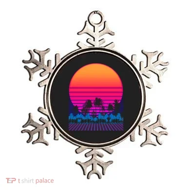 80s Vaporwave Retro Palm Trees Sunset Ornament