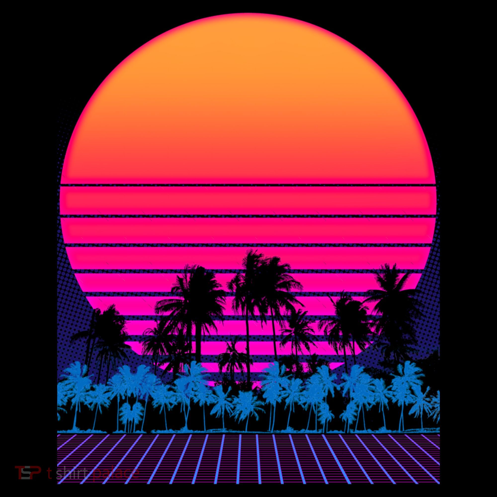 80s Vaporwave Retro Palm Trees Sunset Ornament