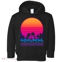 80s Vaporwave Retro Palm Trees Sunset Toddler Hoodie thumb 0