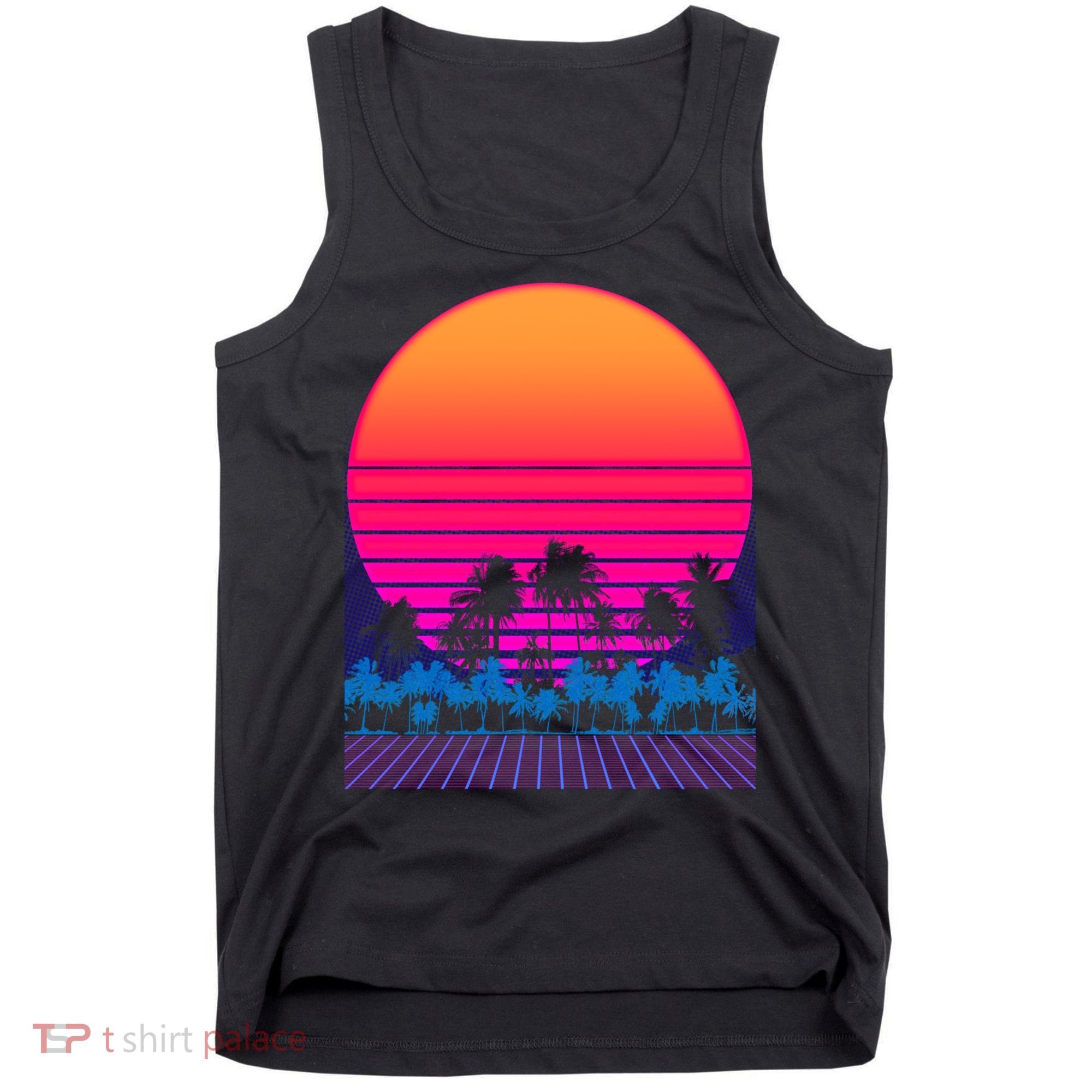 80s Vaporwave Retro Palm Trees Sunset Tank Top