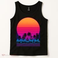 80s Vaporwave Retro Palm Trees Sunset Tank Top thumb 2