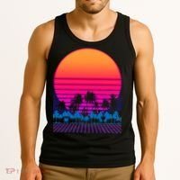 80s Vaporwave Retro Palm Trees Sunset Tank Top thumb 3