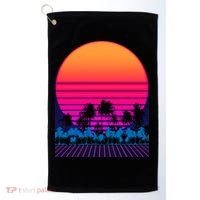 80s Vaporwave Retro Palm Trees Sunset Golf Towel thumb 0