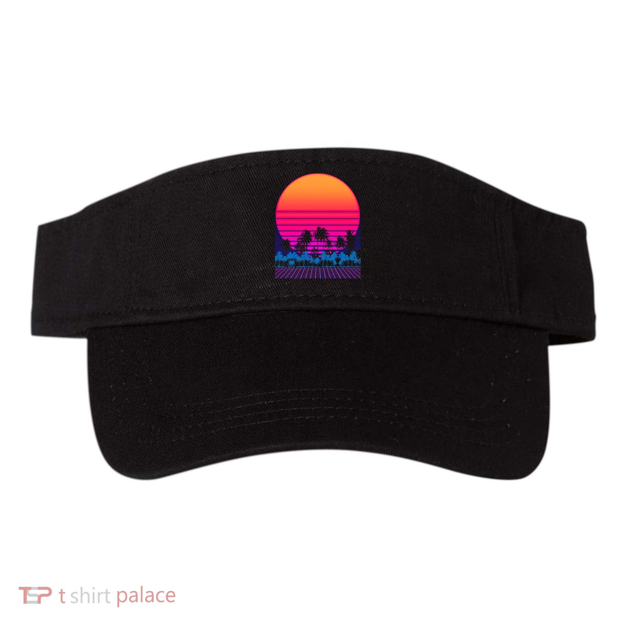 80s Vaporwave Retro Palm Trees Sunset Visor