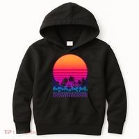 80s Vaporwave Retro Palm Trees Sunset Kids Hoodie thumb 0