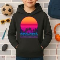 80s Vaporwave Retro Palm Trees Sunset Kids Hoodie thumb 2