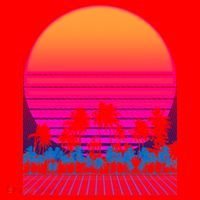 80s Vaporwave Retro Palm Trees Sunset Santa Hat thumb 1