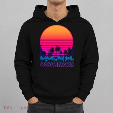80s Vaporwave Retro Palm Trees Sunset Hoodie