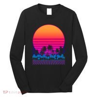 80s Vaporwave Retro Palm Trees Sunset Long Sleeve Shirt thumb 0