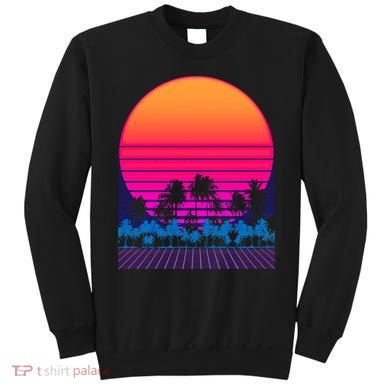 80s Vaporwave Retro Palm Trees Sunset Sweatshirt