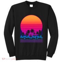 80s Vaporwave Retro Palm Trees Sunset Sweatshirt thumb 0