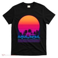 80s Vaporwave Retro Palm Trees Sunset T-Shirt thumb 0