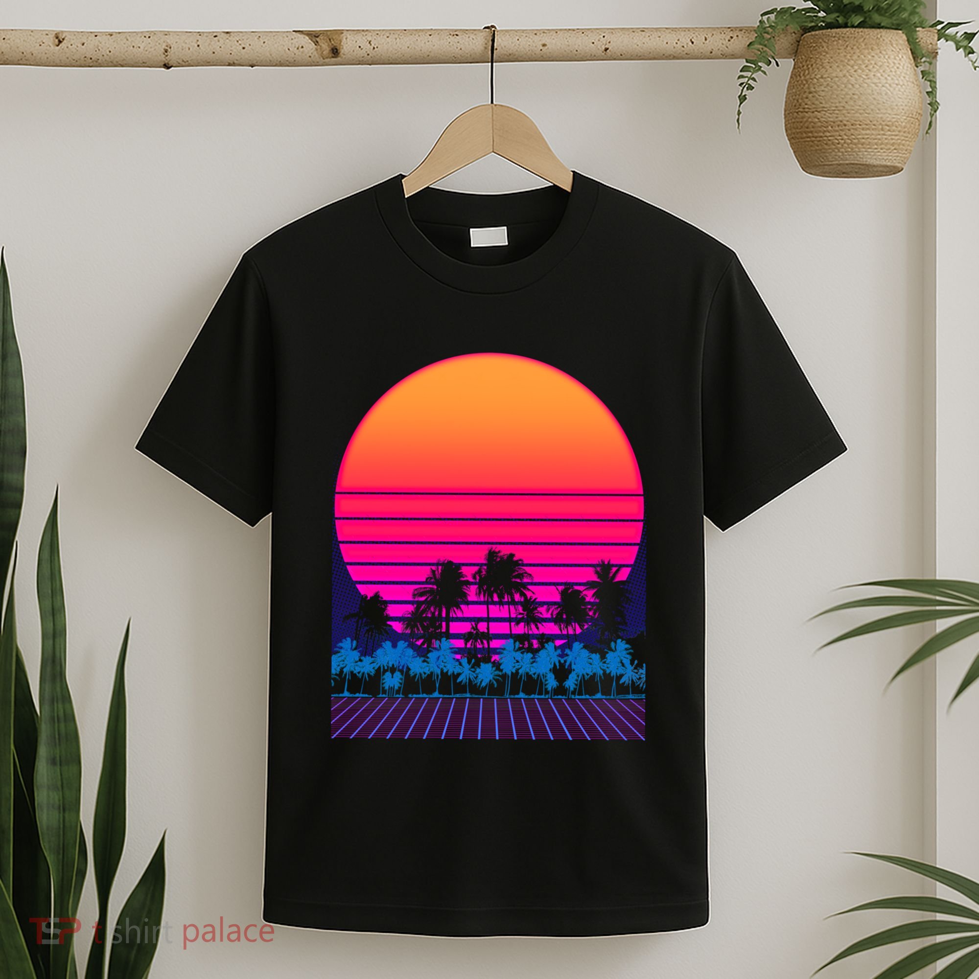80s Vaporwave Retro Palm Trees Sunset T-Shirt