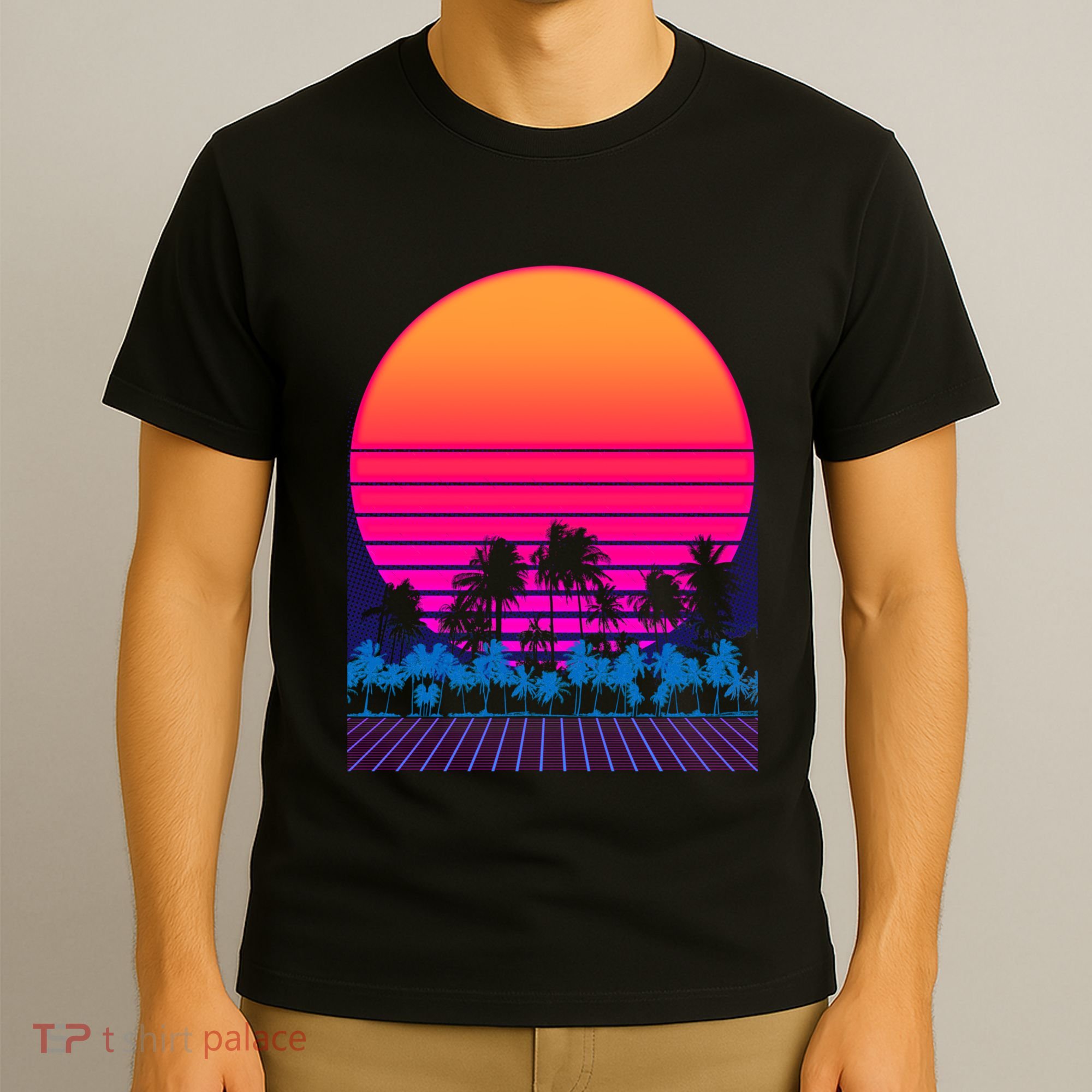 80s Vaporwave Retro Palm Trees Sunset T-Shirt