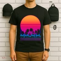 80s Vaporwave Retro Palm Trees Sunset T-Shirt thumb 6